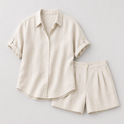 Lässiges Leinen-Sommer-Set - Beige